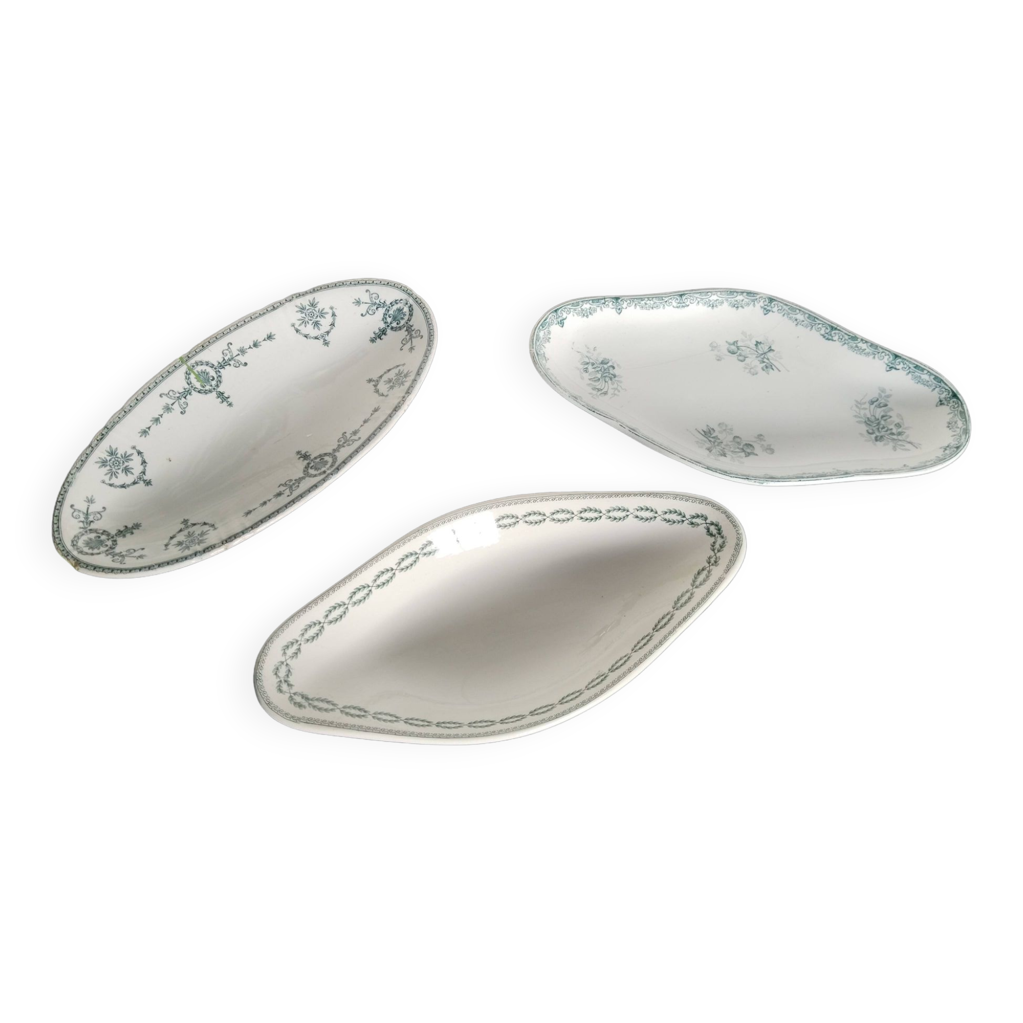 Set of 3 earthenware ravines from Sarreguemines, Malmaison, Nobilis