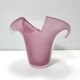 Stunning Double Color White and Pink Etched Murano Glass Vase, Italy, 1980s