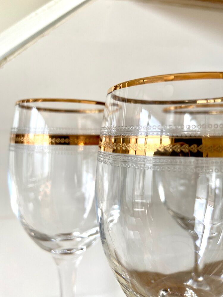 9 crystal walking glasses with gilding