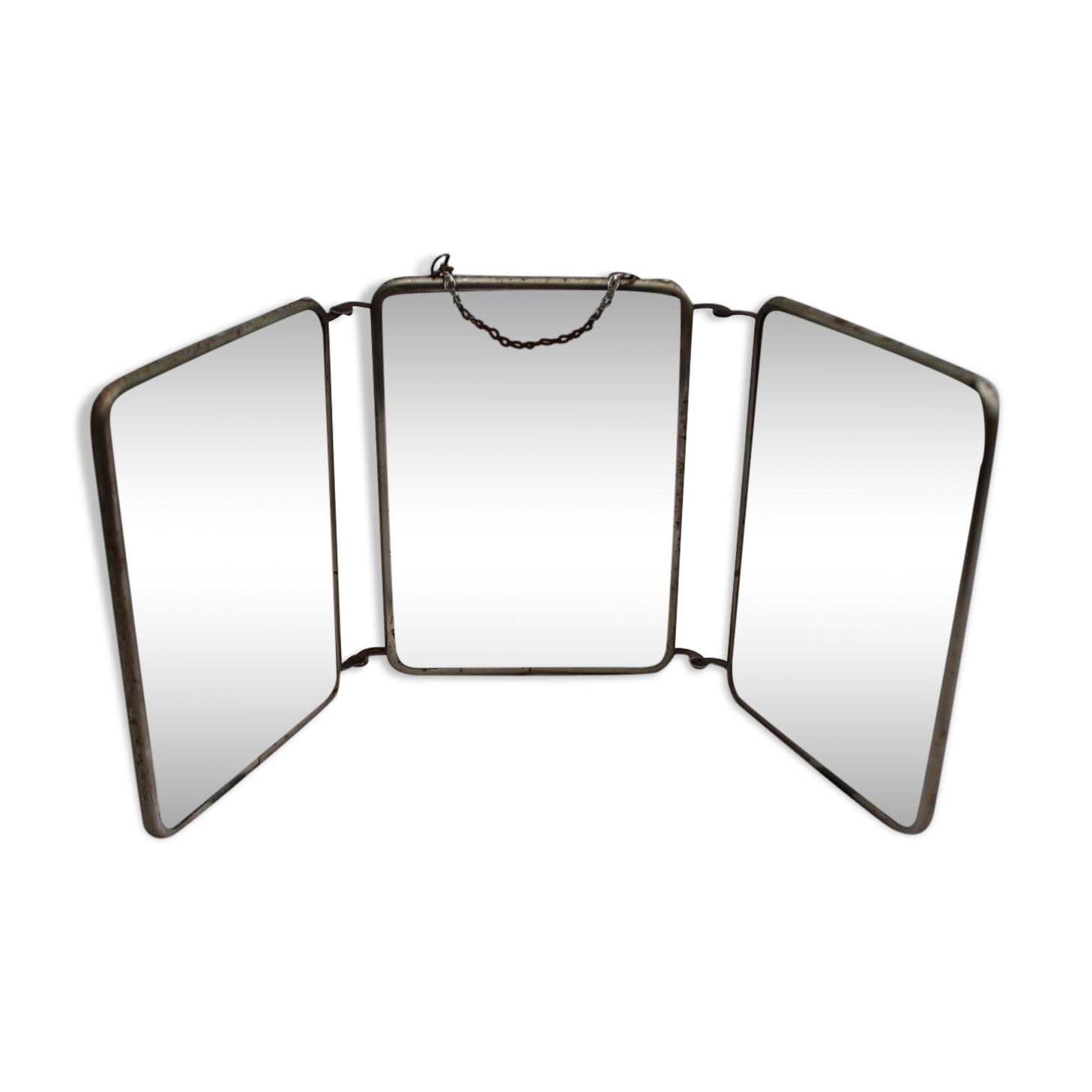 Old triptych barber mirror