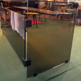 Smoked glass and metal desk, 1970s.