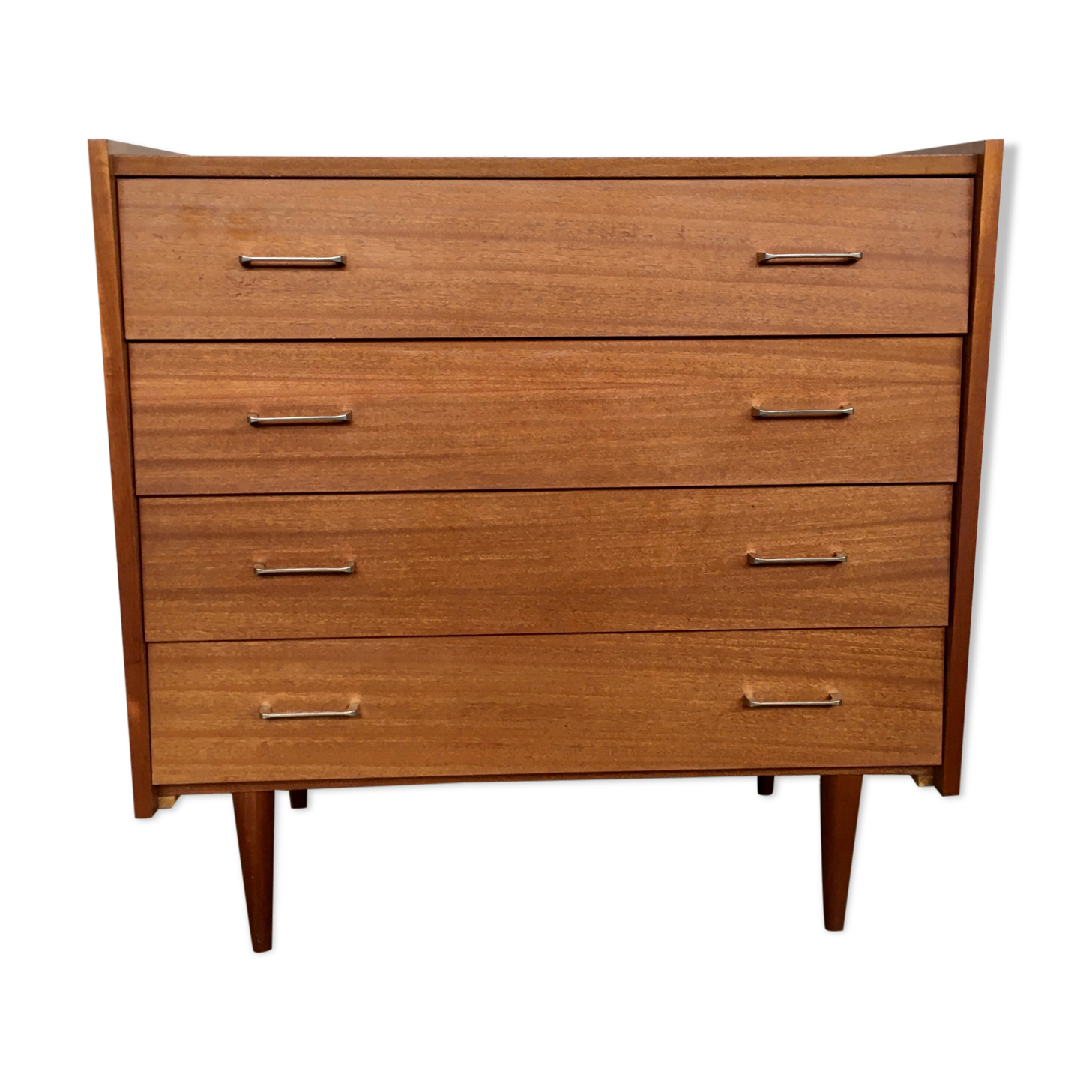 Commode chiffonnier teck vintage pieds fuseaux 1950 60
