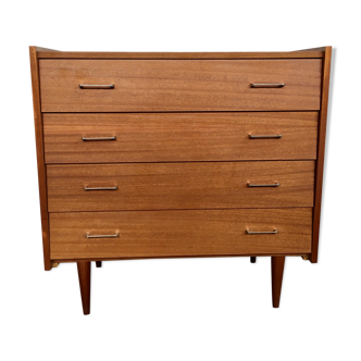Commode chiffonnier teck vintage pieds fuseaux 1950 60