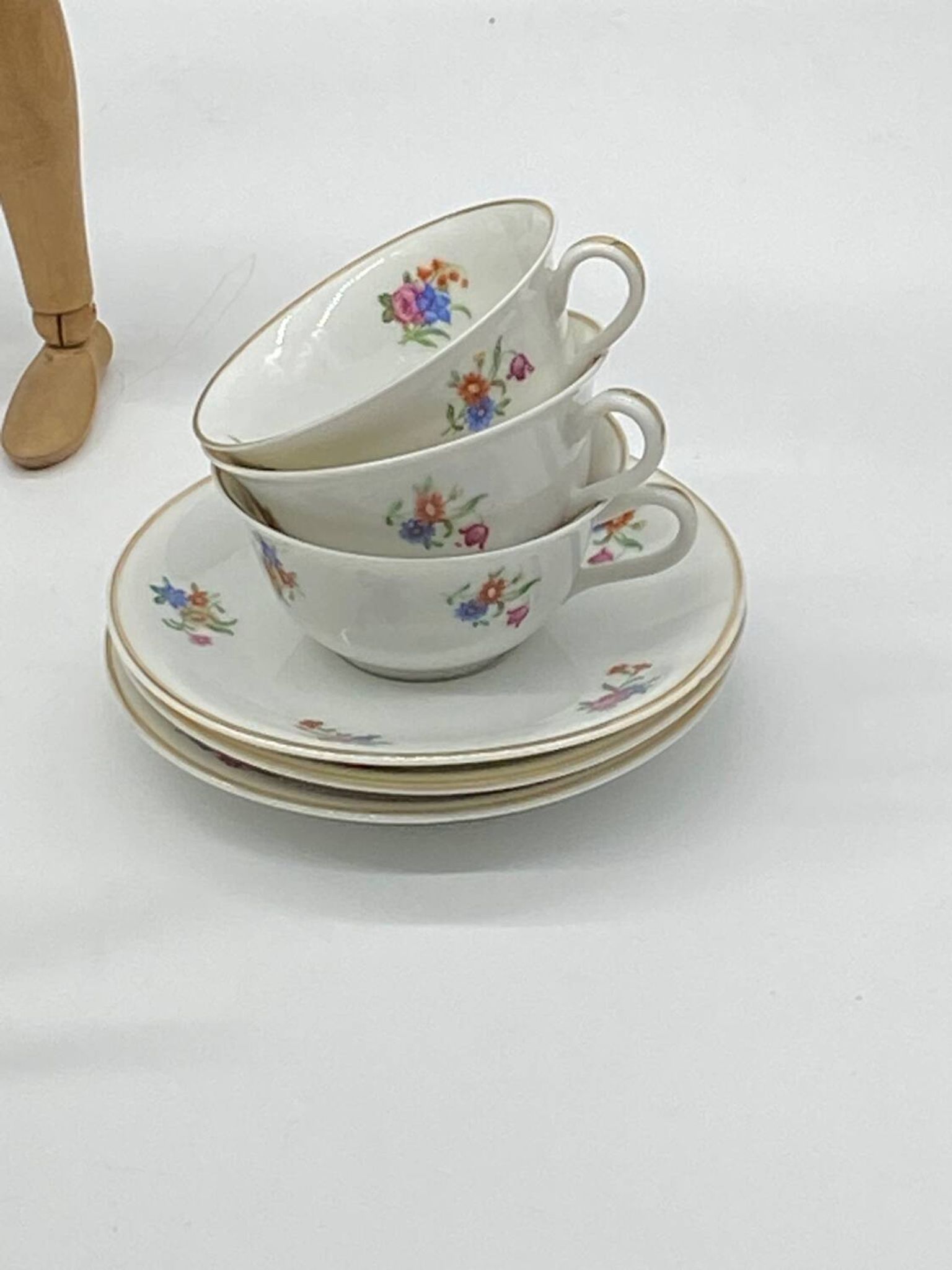 Antique Charles Ahrenfeldt porcelain service, flowers / floral / gilding