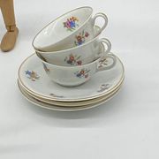 Antique Charles Ahrenfeldt porcelain service, flowers / floral / gilding