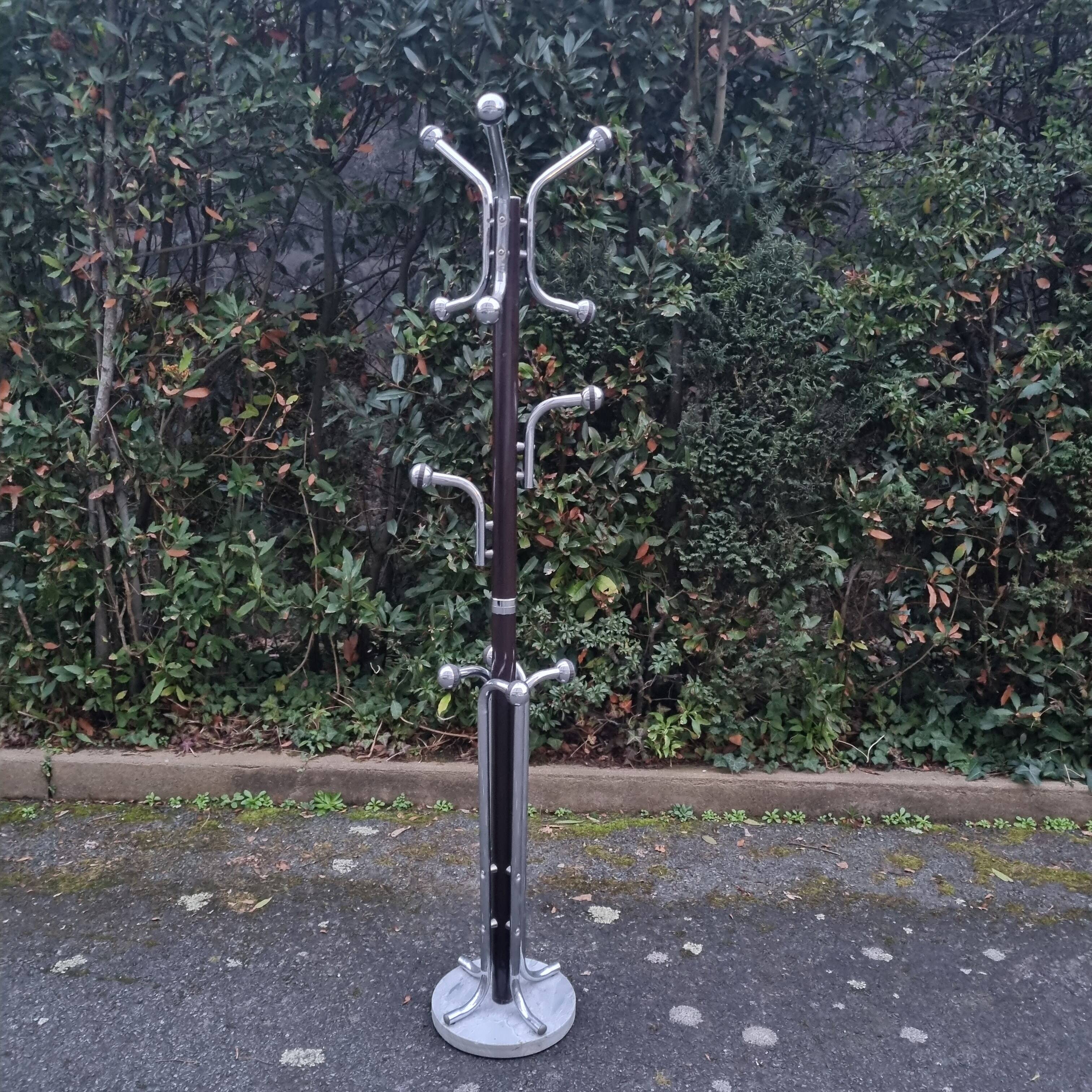 Marble and chrome coat rack with 12 hooks