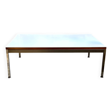 Table basse en mélaminé blanc et acier chromé