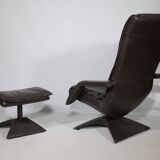 Design Leather Lounge Chair including Ottoman from the 1990s