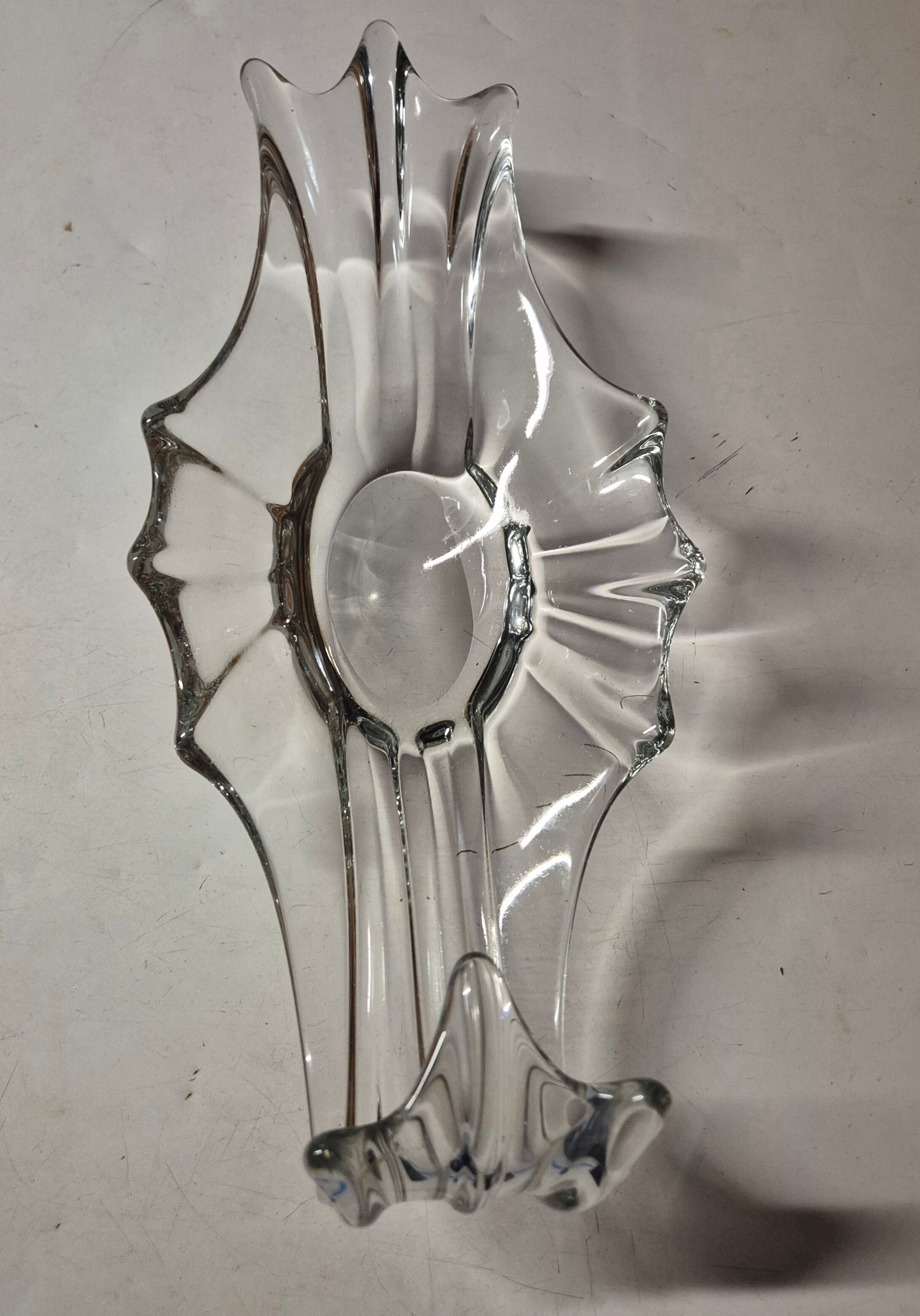 vintage large wave crystal blown coupe centrepiece 42cm style