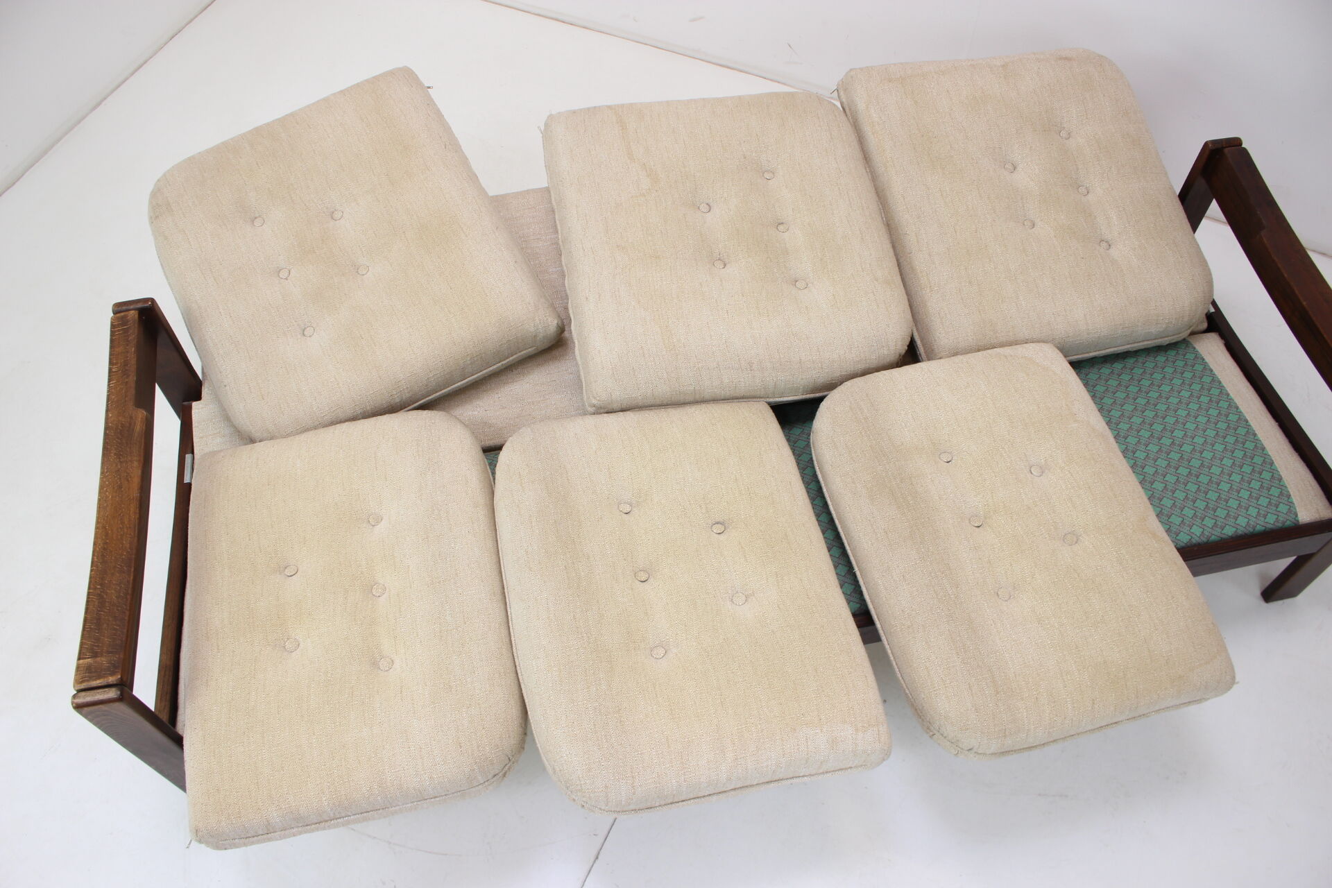 1980s three seater adjustable sofa / leda lux, czechoslovakia