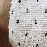 Moroccan Berber white pouf with bohemian polka dots