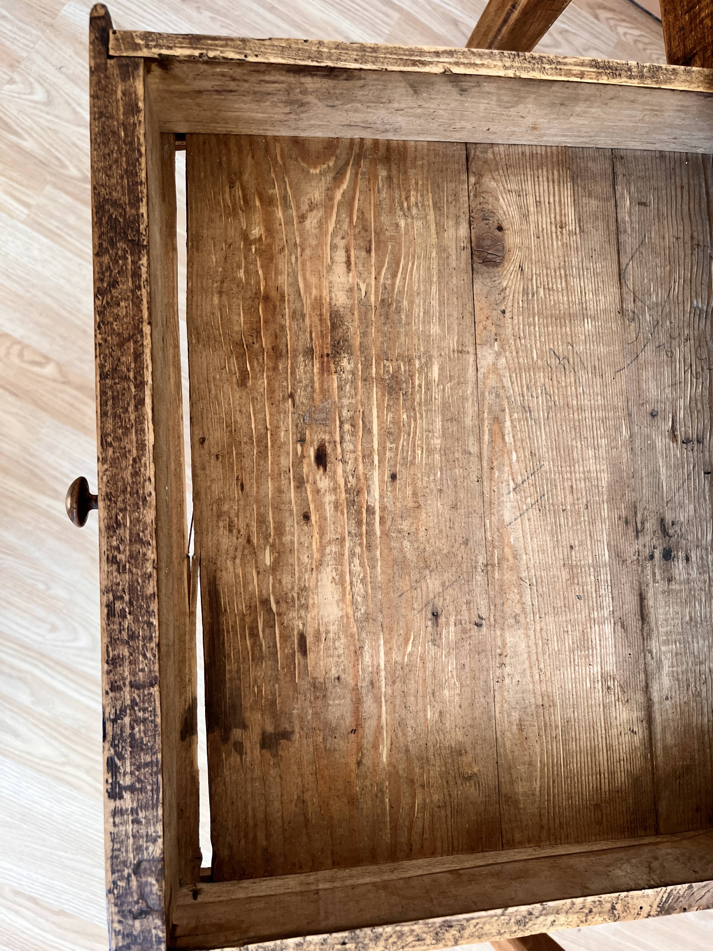 Wooden farmhouse table