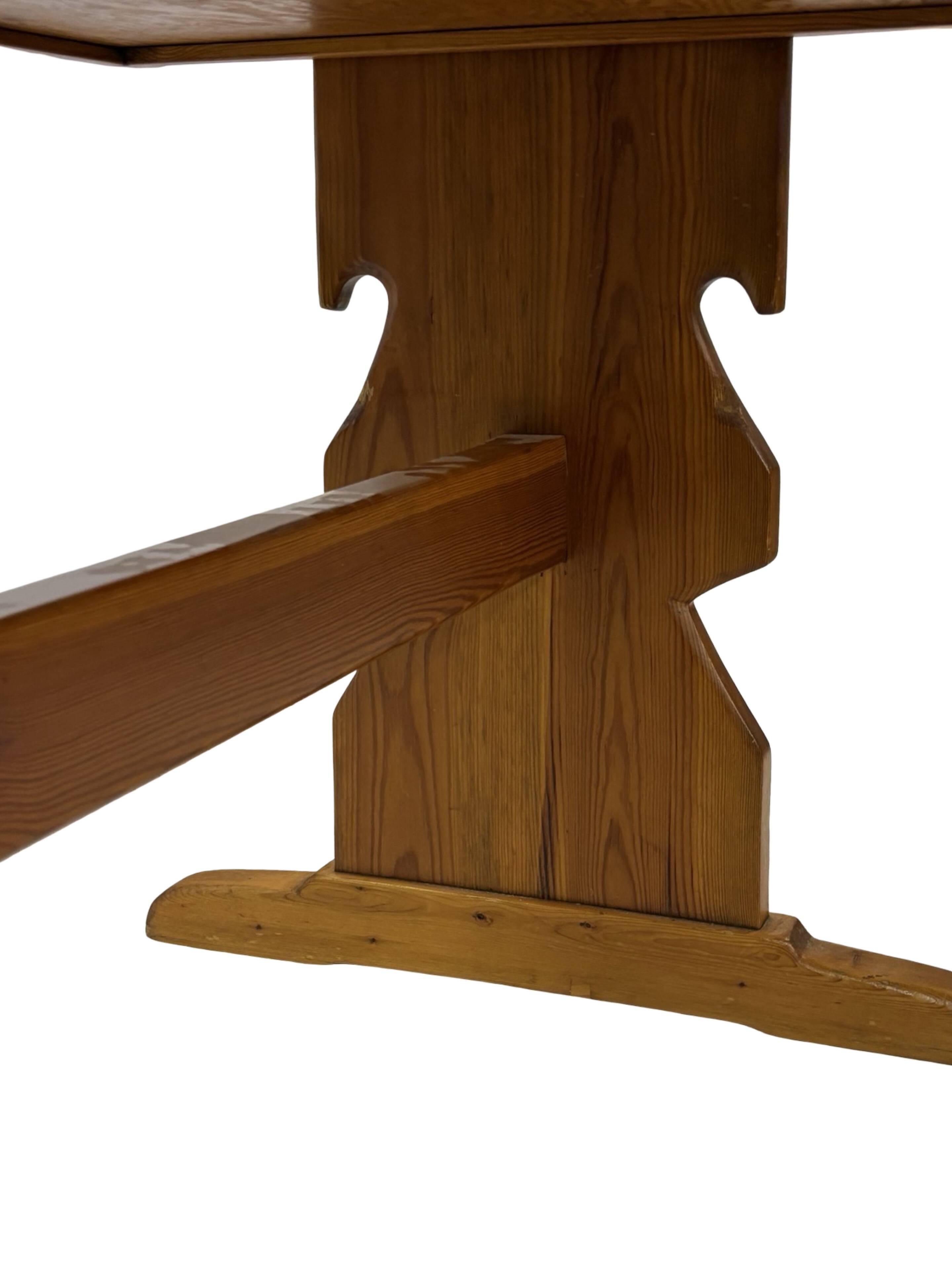 Vintage Pinewood Dining Table Desk with Drawer 60s Design