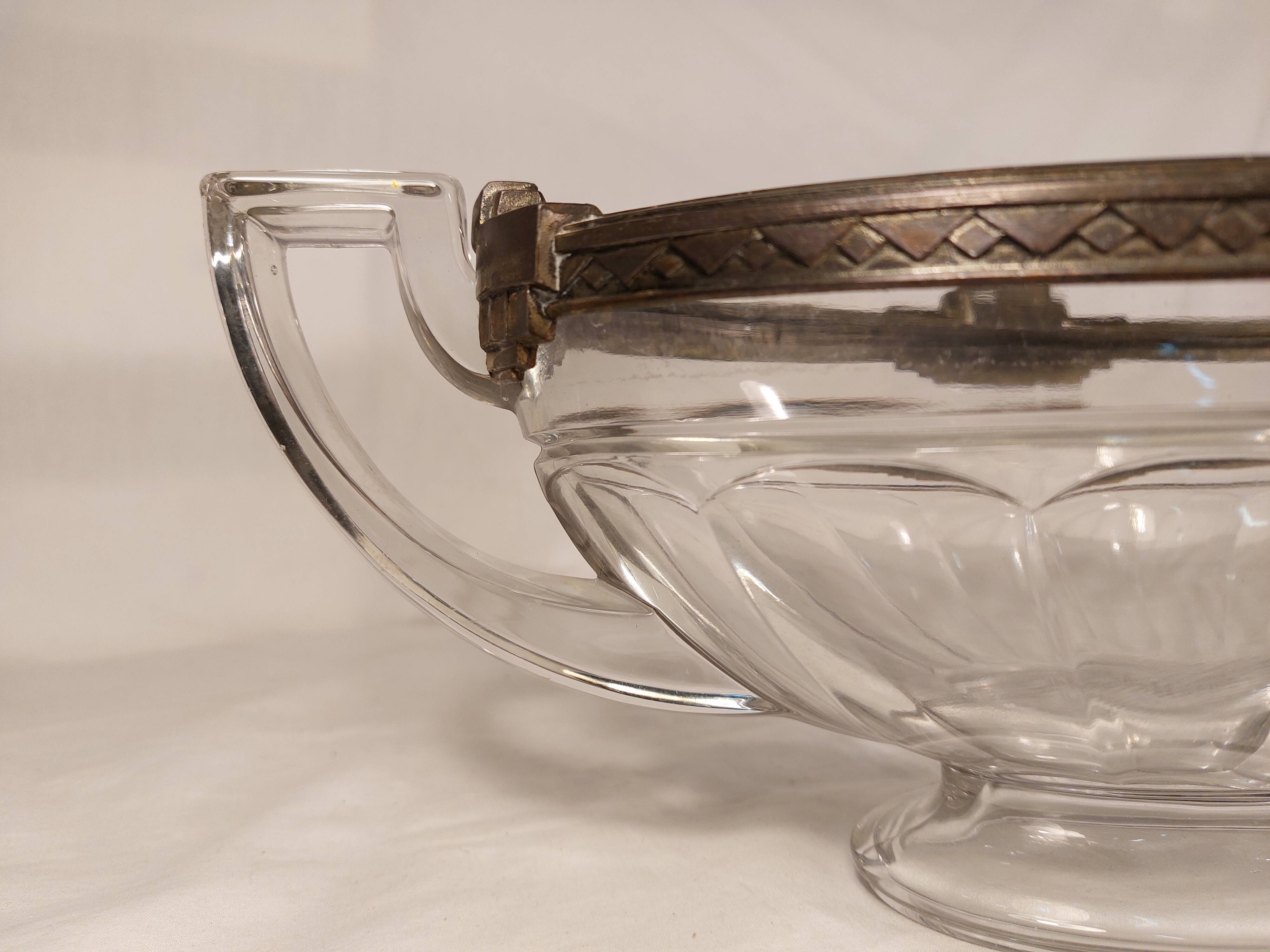 Oval cup with Art Deco handles "Noémie" - Cristal Val St Lambert Belgium