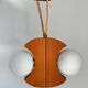 Scandinavian design chandelier pendant, rope, opaline and pine, from the 1980s