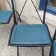 5 Bella folding chairs in steel and petrol blue leather by Maison Cattelan