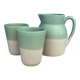 Vintage two-tone stoneware water service – Digoin Manufacture – Water green
