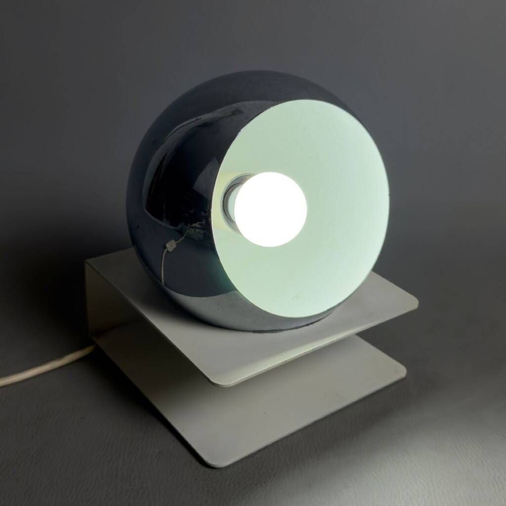 Orb Eye metal table lamp Goffredo Reggiani Space Age vintage 1970s