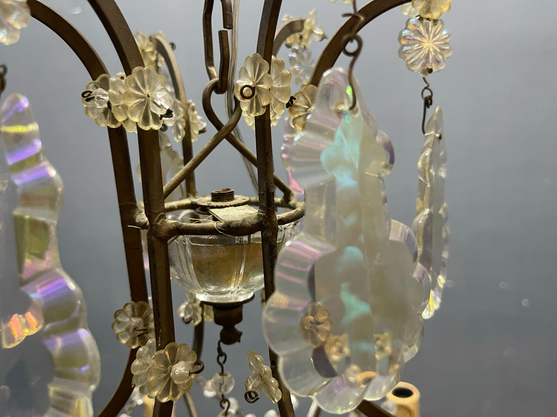 Multicoloured Murano Glass & Crystal Chandelier, 1950s