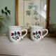 Ensemble de deux tasses fleuries Tienshan stoneware
