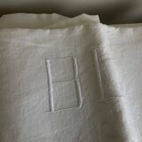 Linen sheet, reserve of antique trousseau, new with openwork and BL modernist L180
