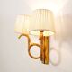 Rattan wall lamp with 2 lights and rope lampshades, 1960-1970.