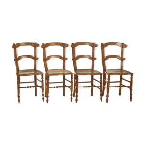 Serie de 4 chaises cannées