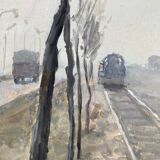 Georges lattès (1907-1989), gennevilliers station, watercolor and gouache