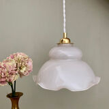 Vintage lampshade pendant light in white opaline