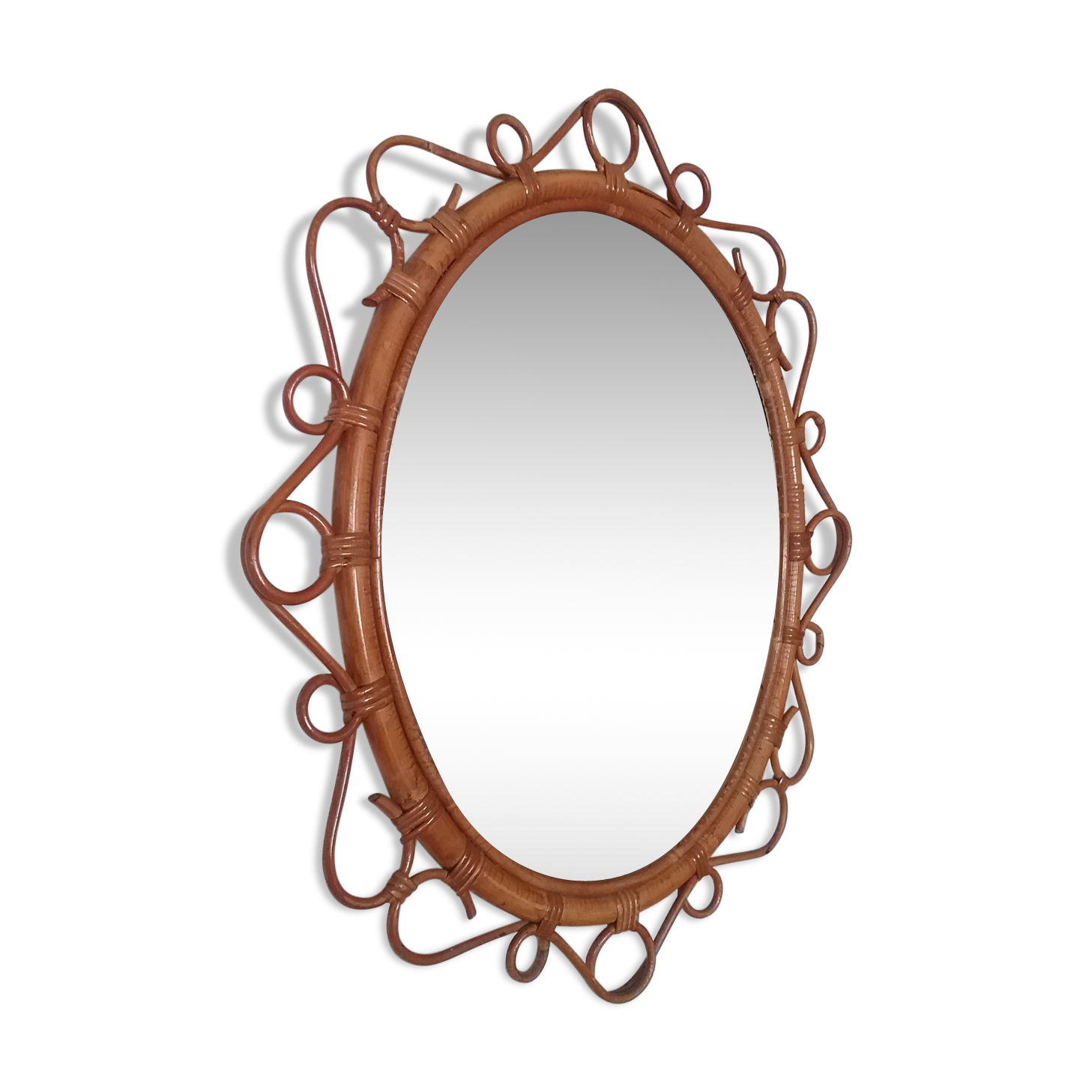 Vintage rattan mirror 65x55cm