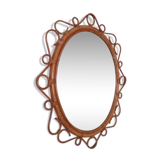 Miroir vintage en rotin 65x55cm