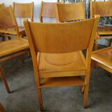 Set of 10 theater chairs wood honey