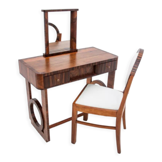 Art Deco dressing table with a chair, Poland, 1930s