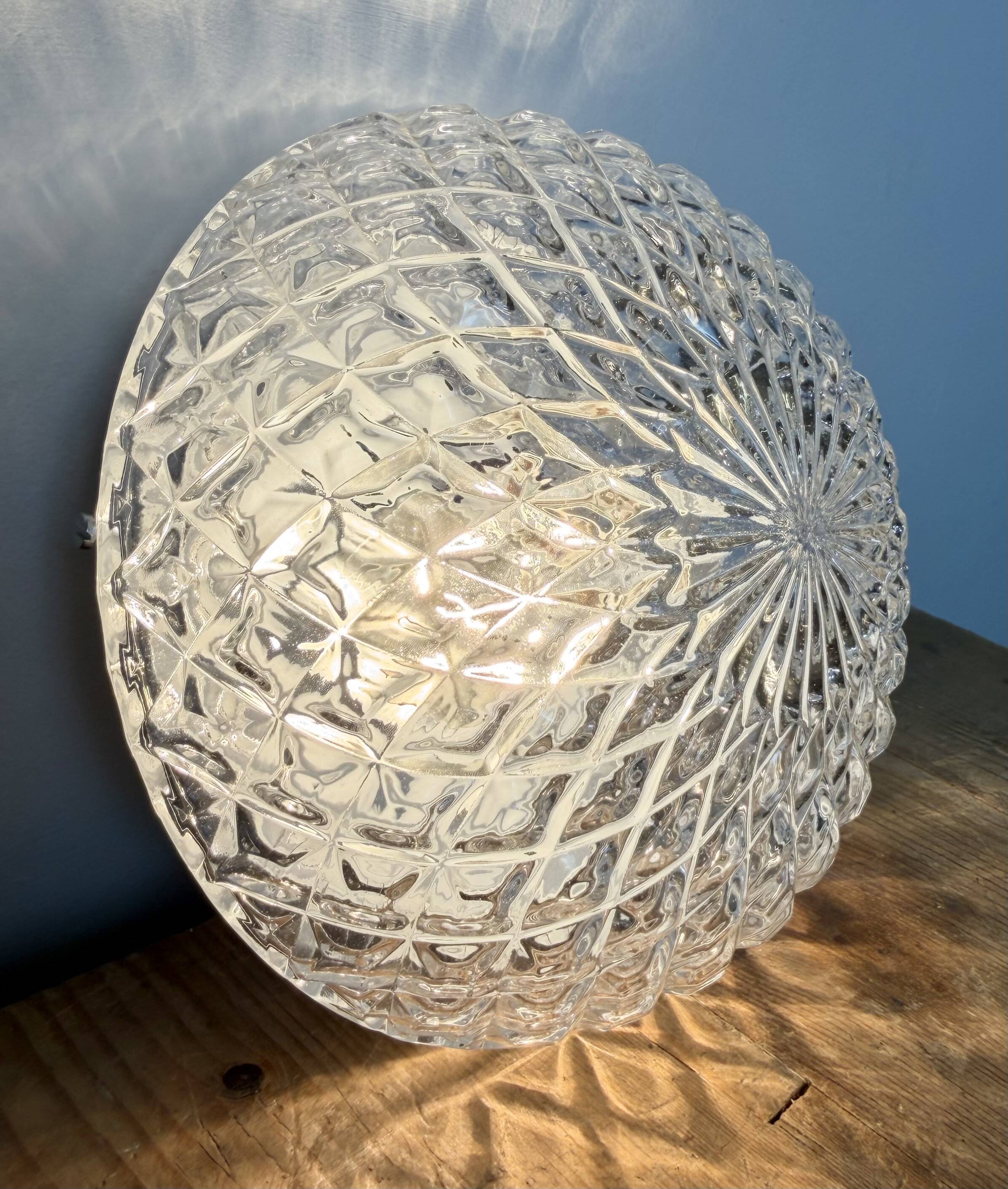 Vintage Glass Wall or Ceiling Light, 1970s