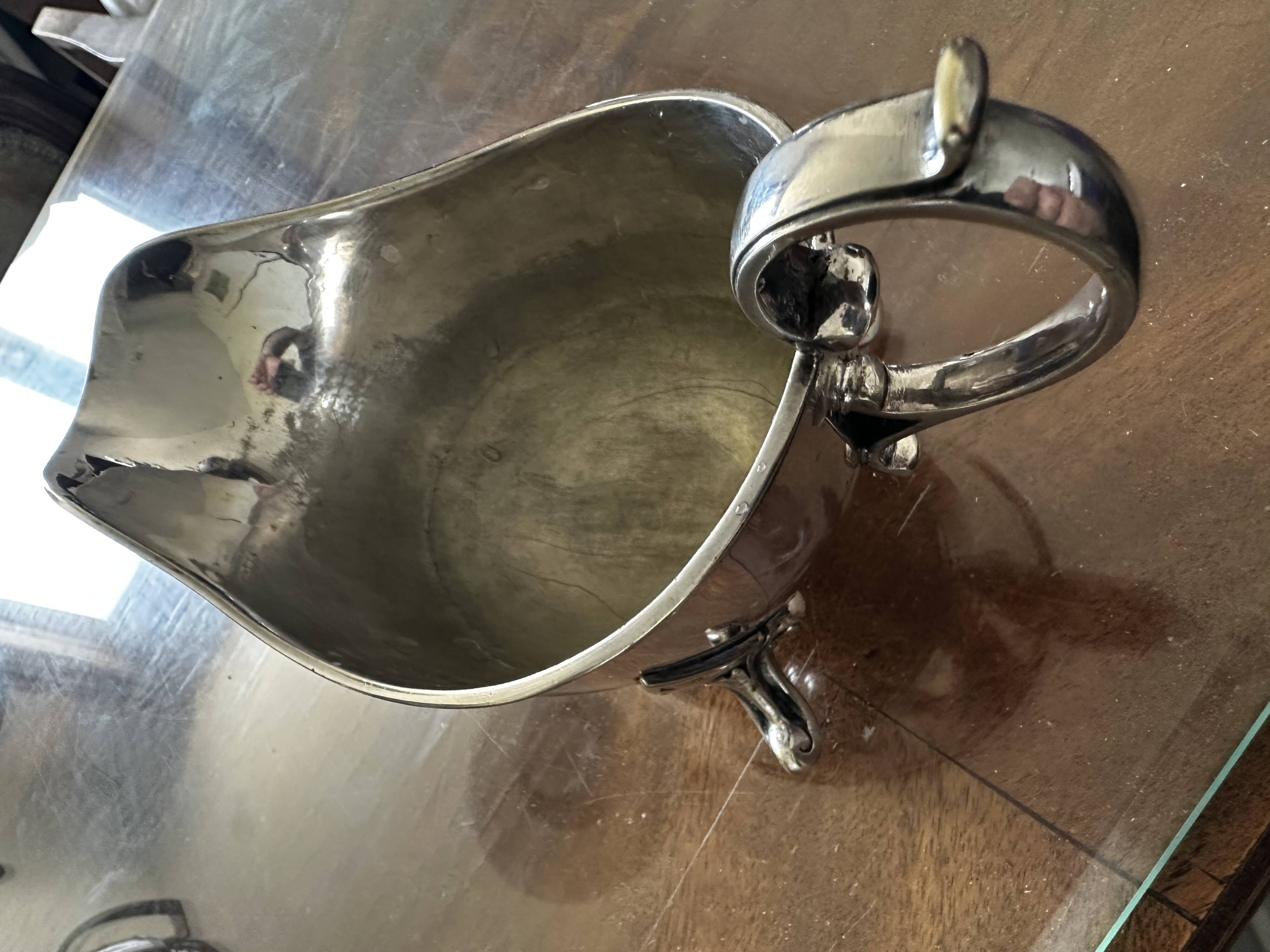 English sauce boat, silver plated, 1464 HA EA FA - EPNS - Art Nouveau period