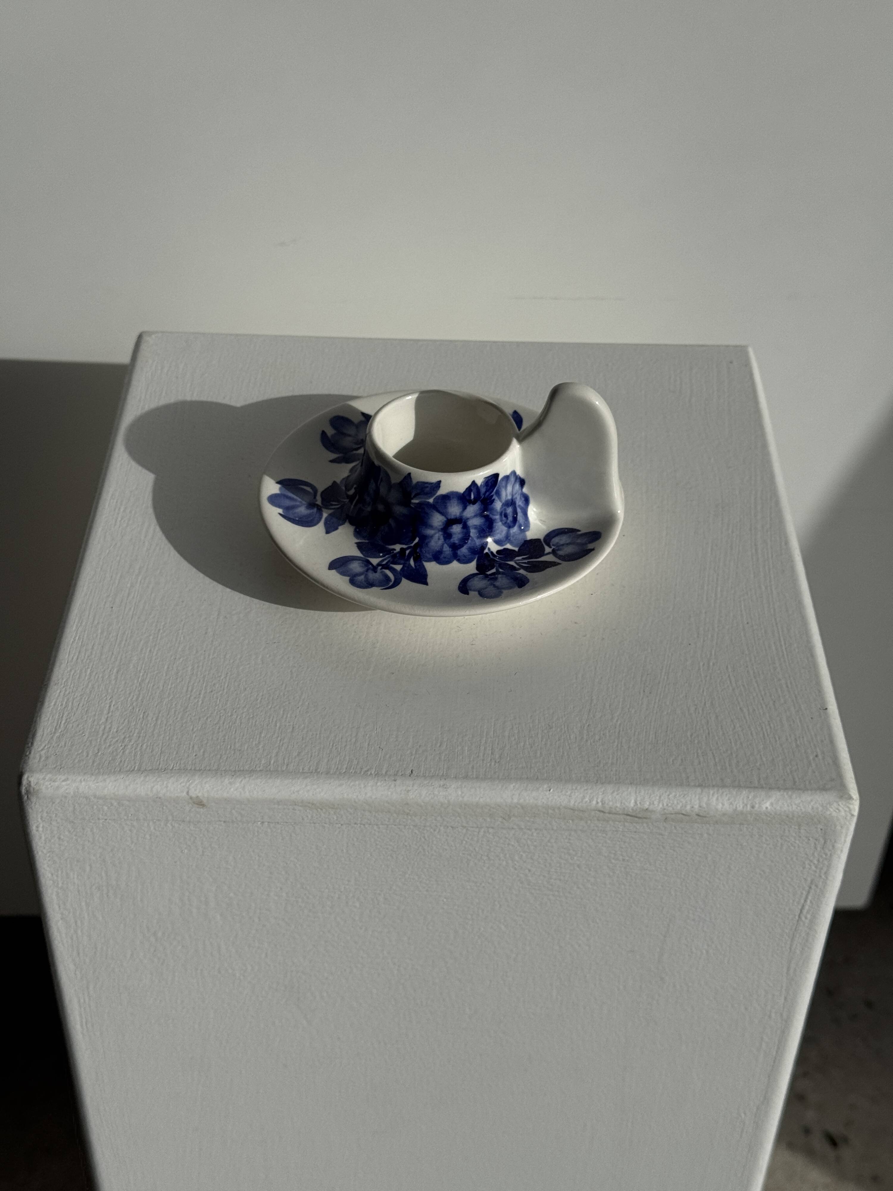 Vintage blue and white hand-held egg cup Poland D13