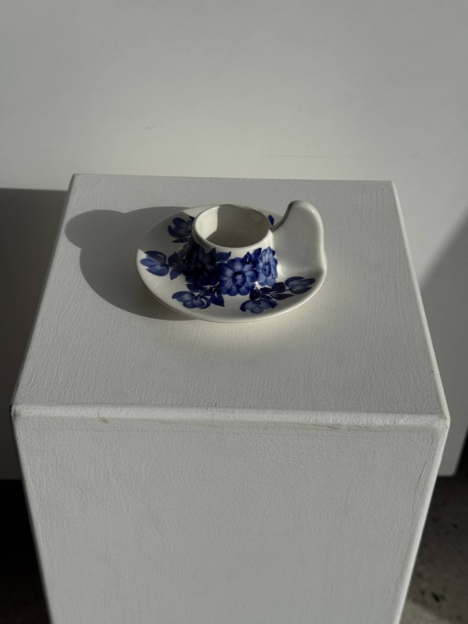 Vintage blue and white hand-held egg cup Poland D13