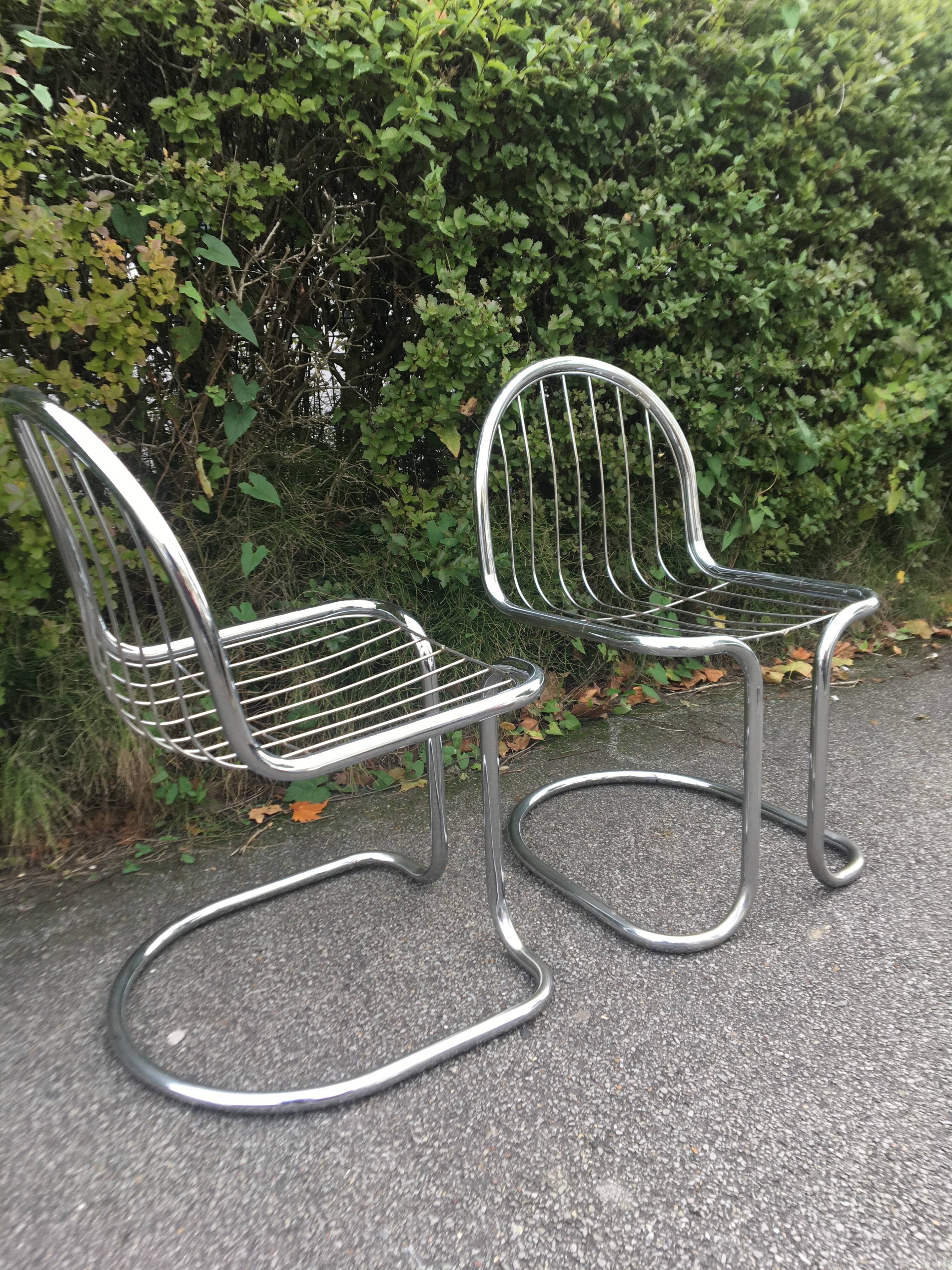 Chrome steel chairs from the 70