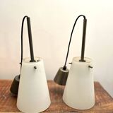 Orange and white glass pendant lights, 1970s