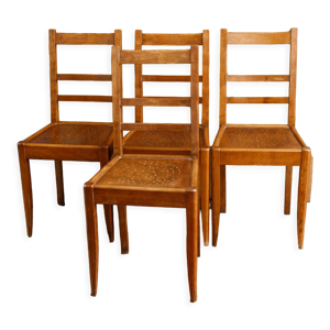 Lot de 4 chaises période - reconstruction bois