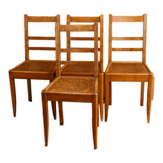 Set of 4 chairs period Reconstruction, solid wood