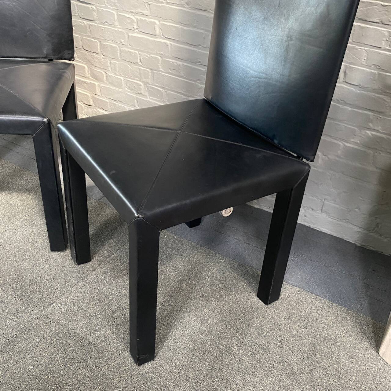 PAIR BLACK LEATHER ARCALLA CHAIRS FOR B&B ITALIA BY PAOLO PIVA - 1990'S