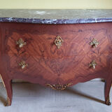 Louis XV chest of drawers marquetry and purple breccia marble
