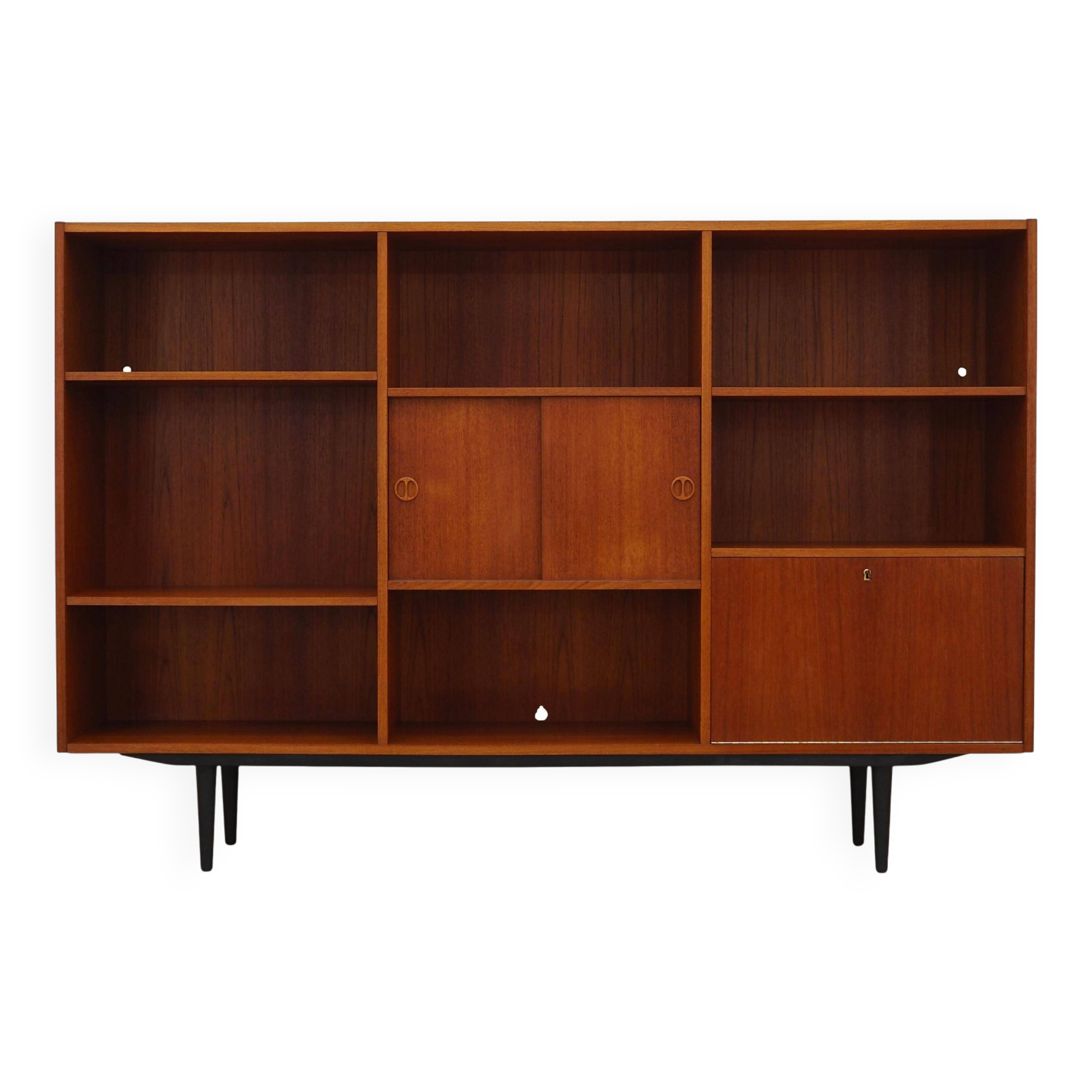 Bibliothèque en teck, design danois, années 1970, production : Danemark