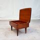 Vtg mid century teak 1950s sewing box heals footstool stool atomic retro