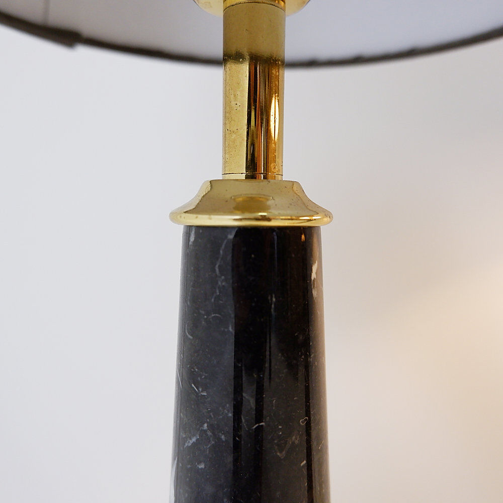Pair of brass table lamps with black marble column - Art Deco style