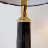 Pair of brass table lamps with black marble column - Art Deco style