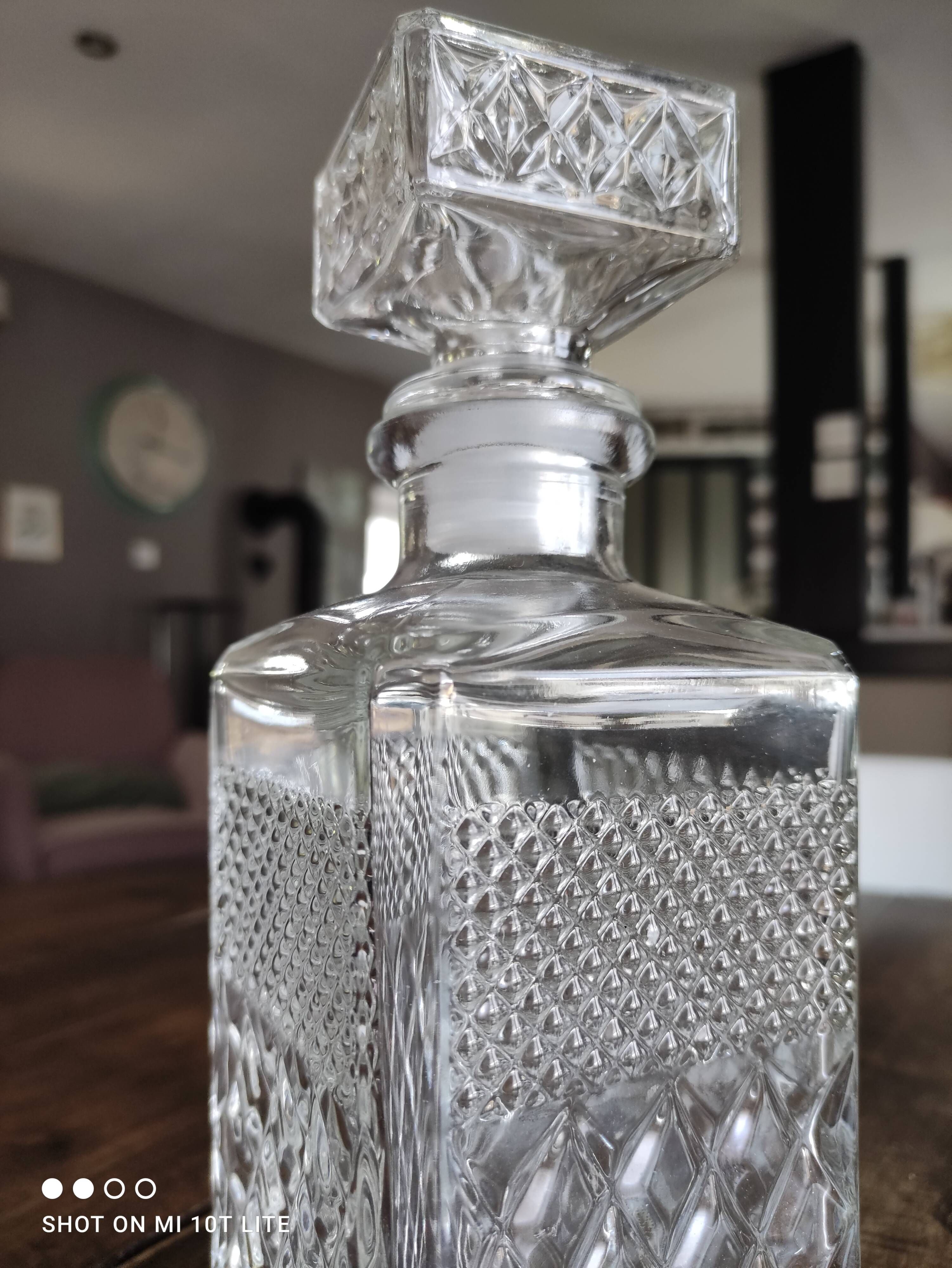 Vintage diamond-faceted glass whisky decanter