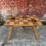 Vallauris rattan kitchen table with tiles