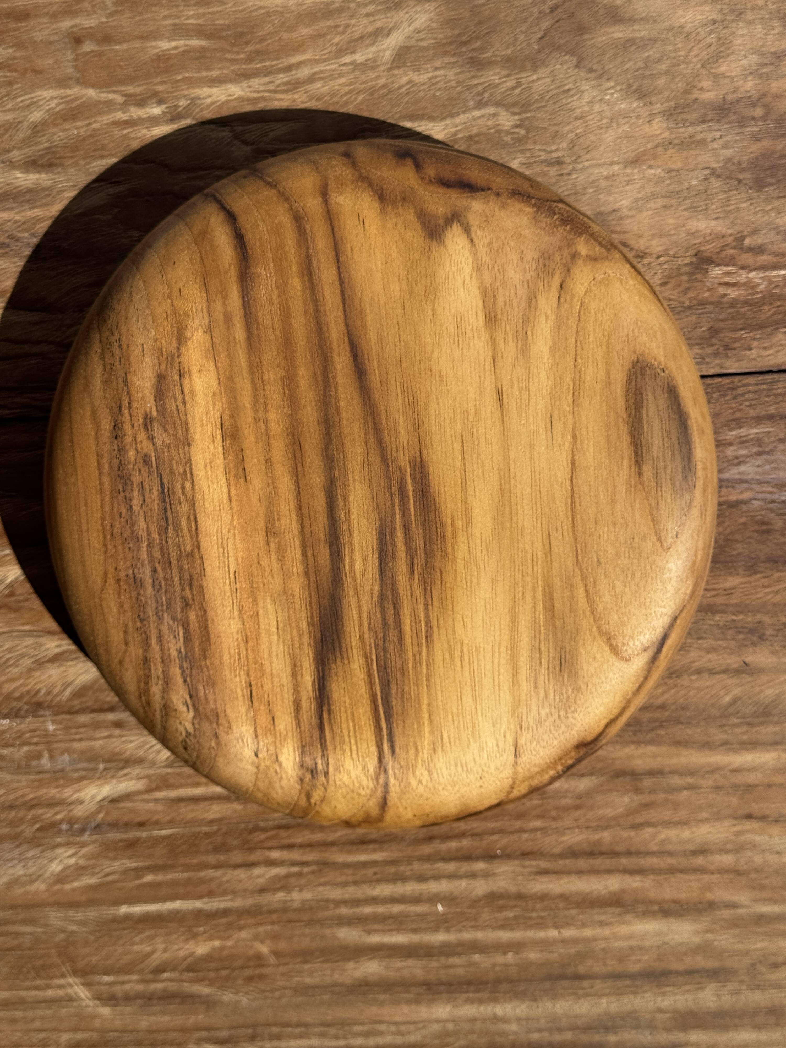 Bowl, cut or presentation plate in monoxyle teak D21 H5